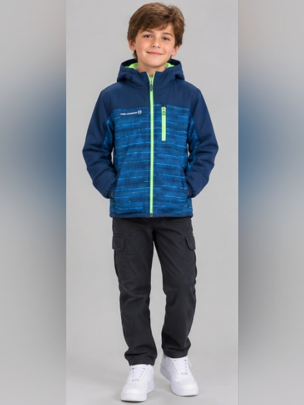 Boys Navy & Teal Stripe Lightweight Zip-Up Jacket